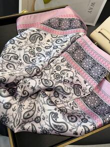 1pc Women's Elegant Vintage Paisley Printed Thin Style Square Faux Silk Scarf,Boho Vintage Casual Women's Neck Scarf,Shawl,Light And Thin Comfortable Women's Bandana,For Daily Wear And Outing In Spring And Summer - Multicolor - View 3