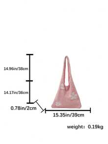 Knitted Tote Bag, Large Capacity Versatile Summer Shopping Bag, Minimalist Woven Net Hollow Out Shoulder Bag For Women - Pink - View 2