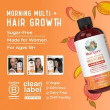 MaryRuth's Liquid Multivitamin With Lustriva – Hair Growth, Skin Smoothness & Daily Wellness | Peach Mango Flavor | Vegan | 15.22 Fl Oz - 3pcs - 查看 5