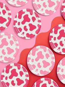 10pcs Pink Cow Print Paper Tray- 7 "/9" Plate, Dinner Tray, Disposable Paper Tray, Bachelorette Party Decor, Last Rodeo, Rodeo Birthday Party, Cool Cake Plate