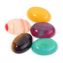 5 Stücke/10 Stücke pro Packung natürliche ovale Edelstein Cabochons, zufällig gemischte Farben und Größen, elegant Türkis, Jade, Achat lose Steine für DIY Schmuckherstellung, Halskette, Ring, Armband Dekoration