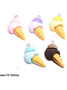 6pcs/Pack Resin Imitation Cute Ice Cream Pendant For DIY Earrings, Necklace, Keychain, Wholesale Jewelry Components - Various Styles - View 11