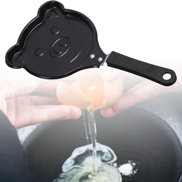 Mini Egg Frying Pan, Non-Stick Frying Pan, Bear-Shaped And Pig-Shaped Mini Non-Stick Frying Pan With Handle, Portable Camping Cooking Omelette Pan, For Cooking And Baking.