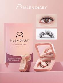 Mlen Diary 磁性假睫毛套装，9-14mm 可重复使用假睫毛，无需眼线，升级版 3D 双磁性假睫毛，便携式免胶睫毛簇，打造轻盈自然的妆容（Limitless Girls） - 自然纖長款 - 查看 9