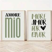 1 件/2 件现代简约名言墙面艺术装饰海报“AMORE”字样帆布印刷时尚画作适用于客厅卧室家庭办公室宿舍装饰墙面背景设计图片可选相框
