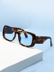 1pc Men's New Square Large Frame Retro Personalized Rivets Cool High-End Casual Daily Versatile Decorative Fashion Fashion Glasses, Multi-Color - Multicolor - View 1