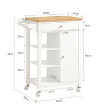 SoBuy FKW46-WN Serving Trolley With 1 Door And 1 Drawer Kitchen Trolley With 3 Shelves W68 X D40 X H86 Cm - White - View 3
