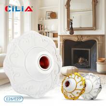 CILIA 1/2/4pcs,Lamp Bulb Socket, E26/E27 ,Screw Light Shade,Textured Roundness Petal Embossed Ceiling Bulb Fixing Holder, For Home
