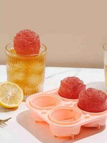 1 stampo per cubetti di ghiaccio a forma di rosa in silicone, stampo per cubetti di ghiaccio a forma di rosa a 4 celle per creme gelate, stampo per rose tridimensionali, accessorio da cucina per ristoranti, stampo per cubetti di ghiaccio per cortile domestico, picnic all'aperto e campeggio, vassoio in silicone per whisky e cocktail, adatto per la preparazione di bevande fredde, succhi, caffè e dessert, accessorio da cucina estivo