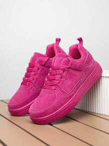 Women's Simple Patchwork Comfortable Khaki Flat Casual Shoes, Personalized Fashion Business Lace-Up Skateboard Sneakers