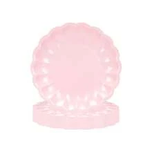 10pcs/20pcs/50pcs 9 Inch Light Pink Scalloped Paper Plates Shell Edge Disposable Dinner Plates For Birthday Wedding Bridal Shower Party Decorations - Pink - View 6