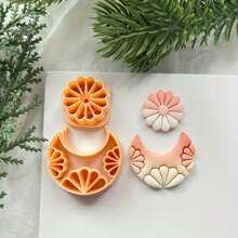 2 Stücke Mond & Blume Weichton Formset, hochpräziser Schneidformensatz für handgemachte Geschenke, Haarspangen, Schmuck, Anhänger, Tonformwerkzeuge, DIY kreative dekorative Ohrringe, Broschen, Töpferei