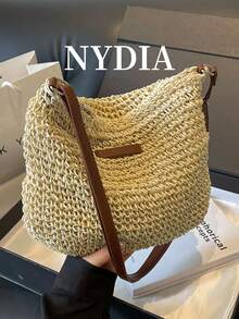 编织草编斜挎包，简约实用，多用途 - 米色 - 查看 5