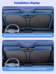 1 件装汽车遮阳帘菱形激光反光遮阳板防紫外线内饰窗帘前挡风玻璃遮阳罩 - 均碼 - 查看 9