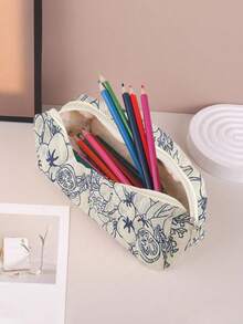 1个花卉图案铅笔盒、文具袋和化妆包 - 拉链收纳袋，可存放文具、化妆品、旅行必备品、返校用品、铅笔盒、背包、个性化笔袋、整理袋 - 彩色 - 查看 6