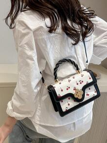 Mini Fashionable Women Quilted Flip-Top Handbag - Black - View 3