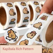 500pcs/Roll High Adhesive Barba Sticker, No Trace, Rich Varied Pattern Scrapbooking Sticker, Reward & Encouragement Sticker, Graduation Small Gift - Multicolor - View 2