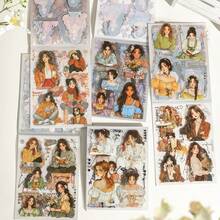 2 Sets Of 9pcs Vintage Style Girl Sticker Books, Holiday Theme, Retro Character Design For Planner, Random Style - Multicolor - View 13
