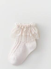 1 Par de Meias com Renda para Meninas, Meias de Bebê Finas e Respiráveis, 100% Algodão, Primavera/Verão