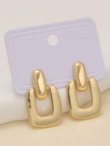 未来时尚不对称不锈钢耳环套装，适合女士，适合情侣、日常佩戴，也适合送给朋友 - 金黃色 - 查看 14