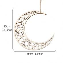 1pc Creative Wooden Hollow Hexagon, Octagon, Moon Shape Decor Hanging Ornaments, Modern Wooden Mirror Design Cozy Interior Wall Decor Hanging Accessories, Suitable For Holiday Party Decorations, Home Decor Gifts