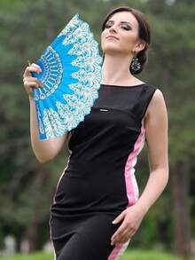 Classic Retro Women Handheld Tasseled Folding Fan, Suitable For Keeping Cool In Summer And Decorating For Parties, Dances, Weddings, Can Also Be Given As Holiday Gifts - Multicolor - View 5