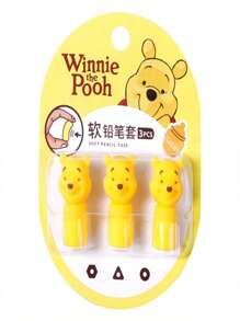 Disney 3pcs/Set Disney Official Winnie The Pooh & Marvel Soft Silicone Cute Cartoon Pen Caps - Plastic Pencil Toppers For Kids, Students, Back To School Supplies, Graduation Season Gifts, Multi-Character Designs, Themed Pencil Covers, Writing Accessories Fits Standard Pencils/Pens