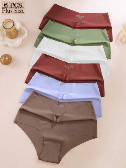 Aofeiqike 6条装高腰加大码女士无痕比基尼内裤，舒适透气丝滑，孕妇适用，性感田园甜美休闲风