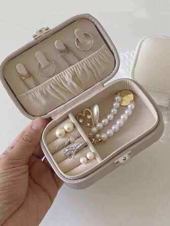 1pc Multi-Functional Grey Jewelry Storage Box For Women Storage Organizer Travel Essentials Gift