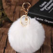 Cute Imitation Fur Plush Keychain Fluffy Pompom Ball Bag Backpack Decoration Car Key Chain Girl Gift Accessories Car Accessories Bag Charm Backpack For School