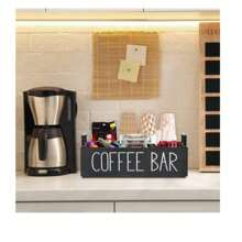 1pc Wooden Coffee Capsule Storage Box, Suitable For Storing Tea, Paper Cups And Various Items - Black - View 5