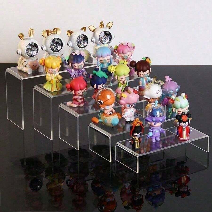 Conjunto de Prateleira de Exibição Acrílica - Caixa de Armazenamento de Mesa Estilizada para Cosméticos, Miniaturas e Acessórios | Mini Balcão de Exposição Multifuncional Adequado para Varejo e Decoração Doméstica