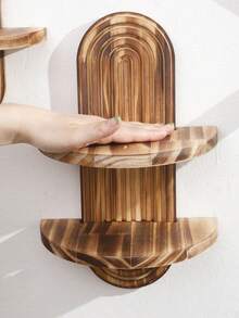 1Pc/2Pcs Geometric Wall Mounted Shelves, Wood Floating Shelves, Rustic Wood Shelves For Wall Storage, Wall Mounted Wooden Display Shelf For Bedroom Kitchen, Floating Shelves For Wall Shelf Over Toilet Small Wall Mounted Farmhouse Decor – Boho Floating Wall Mounted Storage & Display Shelf For Bathroom, Bedroom, Kitchen, Entryway, Farmhouse Home Decor, Spring & Summer Wall Accent