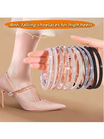 Elegant Crystal Non-Tie Shoelaces For High Heels - Multi-Color Non-Slip Elastic Bands