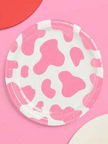 10pcs Pink Cow Print Paper Tray- 7 "/9" Plate, Dinner Tray, Disposable Paper Tray, Bachelorette Party Decor, Last Rodeo, Rodeo Birthday Party, Cool Cake Plate