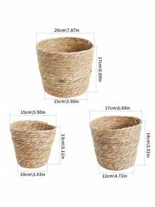 1 pièce Panier en paille pour plantes, Pot en rotin tissé d'intérieur, Panier de plante décoratif pour la maison, Doublure en plastique étanche pour la décoration de jardin intérieur et extérieur
