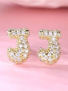 Tsnamer 1 对泡泡首字母耳钉精致泡泡方晶锆石 26 个字母 A-Z 个性化名字耳钉情人节珠宝生日礼物适合女士和女孩、妈妈、母亲、母亲节、礼物 - 耳環 - 查看 13