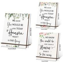 1/100 套可用，2 件/套婚礼我们知道如果天堂不是那么遥远，你今天就会在这里木制桌面装饰适合婚礼礼物、结婚周年纪念标志、婚礼礼物、周年纪念派对和纪念桌面装饰