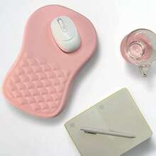 2 件符合人体工程学的电脑桌鼠标垫，带腕托，粘弹性泡沫按摩设计，可缓解疼痛，防滑凝胶 PU 底座，光滑的鼠标表面，非常适合游戏、家庭和办公室，黑色