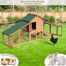 Chicken Coop And Run, Small Wooden Hen House Poultry Ark Coup Rabbit Hutch Home With Nest Box - 190 cm L X 55 cm W X 100 cm H - View 9
