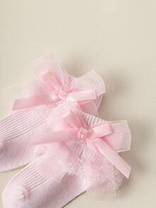 6 Pairs Lace & Bow Decor Girls Playful Dance Socks