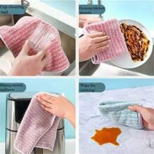 6pcs/Set Dish Washing Cloths, Thickened Non-Stick Oil Rags, Waterproof Odor-Free Dish Towels With Bamboo Charcoal, Lint-Free Cleaning Rags For Kitchen & Bathroom