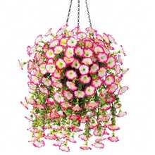 2 uds. De flores artificiales colgantes de gloria de la mañana, flores falsas para exteriores, hogar, jardín, plantas de Petunias colgantes de pared, decoración de boda - Blanco-2 piezas - Ver 8