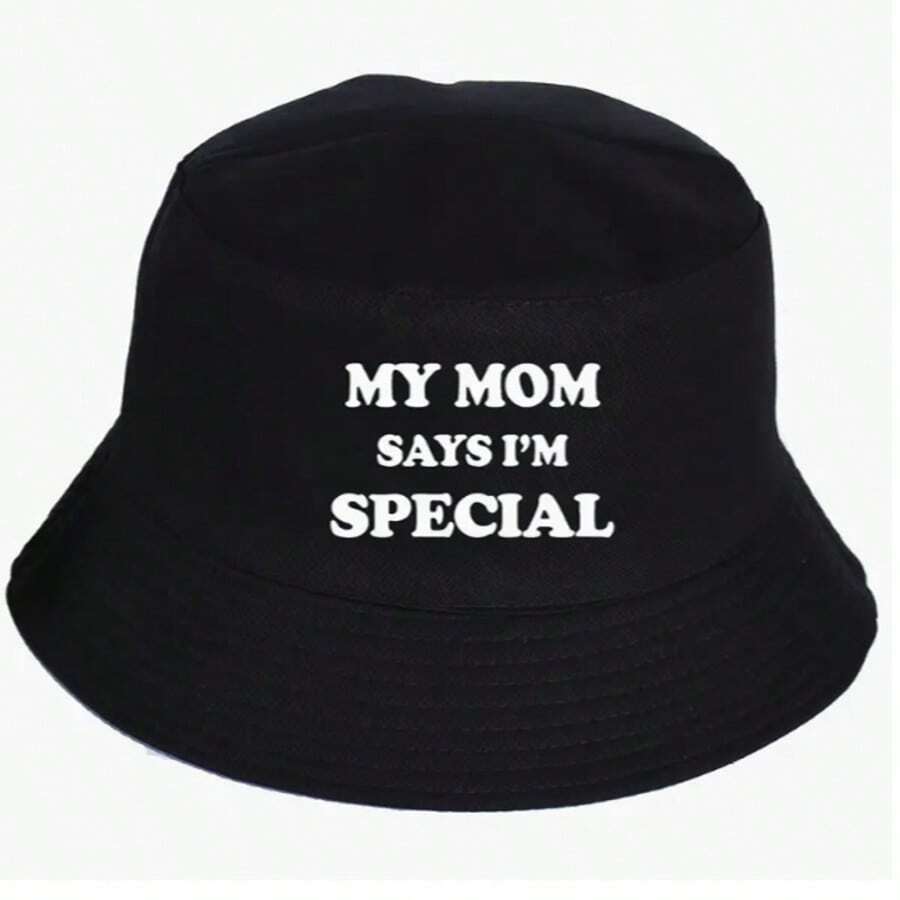 1 件轻便可折叠渔夫帽，男女通用，有趣的“我妈妈说我很特别”印花，户外防晒帽，适合徒步旅行、钓鱼 - 彩色 - 查看 1