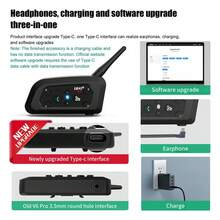 EJEAS V6 PRO+ V6 Plus 蓝牙耳机摩托车头盔对讲机 - Type-C 充电，无线 MP3 通信对讲机，最多可容纳 6 名骑手，800 米范围 IP67 防水