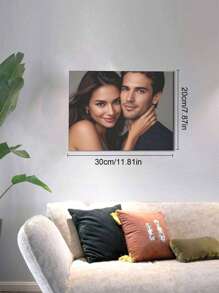 1pc Customized Photo Frame, Custom Pattern Family Picture Frame, Horizontal, Wooden Frame, High Definition Digital Canvas Print, Suitable For Living Room, Entrance Hall, Bedroom Decoration