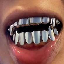 THATBOY 2pcs/Set Hip Hop Rapper Fashion Jewelry For Vampire Grillz 18K Golden Silvery Color Plated Braces Vampire Wolf Teeth Grills - Multicolor - View 4