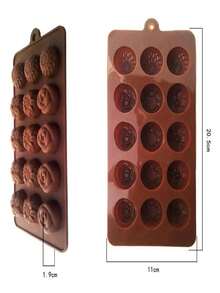 15 FLOWERS Silicone Mold With 4 MODELS  Non-Stick 3D For Pastry/Chocolates/Candy/Cake/DIY Kitchen Tool - 巧克力棕 - 查看 3