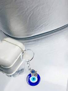 2pcs/Set Blue Evil Eye Fatima Hand Keychain Amulet, Lucky Alloy Keychain Combo, Keyring, Bag Charm, Car Key Chain, Ideal Gift For Friends, Couples, Parties, Packaging Decor, Auto Keychain, Couple Gift, Student Holiday Gift, Handbag Charm, Mother's Day Gift - Blue - View 8