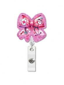 1pc Bowknot Retractable Easy Clip ID Badge Reel For Doctor/Nurse - Multicolor - View 7